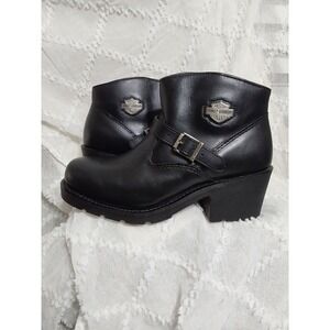 Harley-Davidson Womens Black Leather Harness Ankle Boots D84015 Size 10